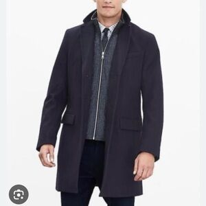 Banana Republic Wool Topcoat With Removable Bib Navy Men’s L Classic